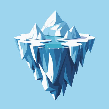 Iceberg. Vector illustration of a frozen iceberg. Iceberg icon.のイラスト素材
