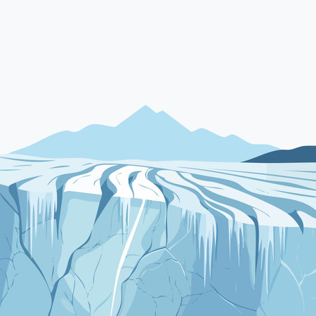 Icebergs in the mountains. Vector illustration of a glacier.のイラスト素材