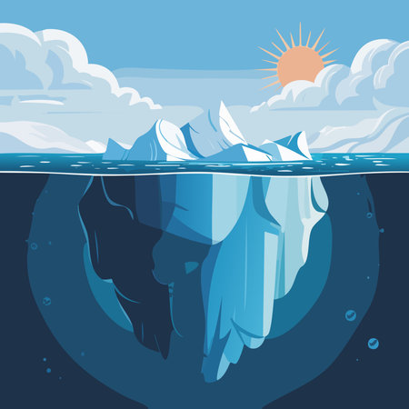 Iceberg in the ocean. Vector illustration of iceberg in the ocean.のイラスト素材