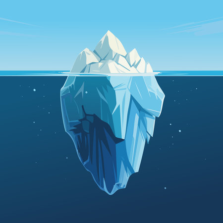 Iceberg in the sea. Iceberg floating in the ocean. Vector illustration.のイラスト素材