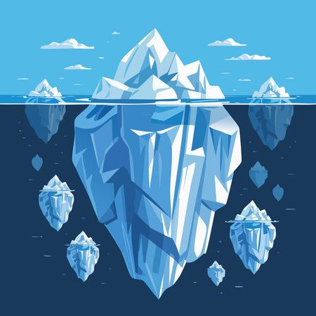 Icebergs floating in the ocean. Vector illustration of iceberg.のイラスト素材