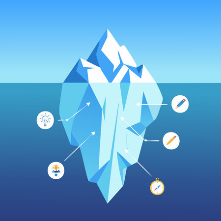 Iceberg with different icons. Vector illustration in a flat style.のイラスト素材