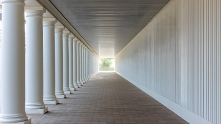 White colonnade in the park. Perspective view. 3d renderingの素材