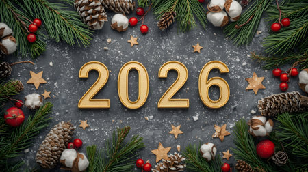 Happy New Year 2016, Merry Christmas and Happy Holidays greeting card.の素材