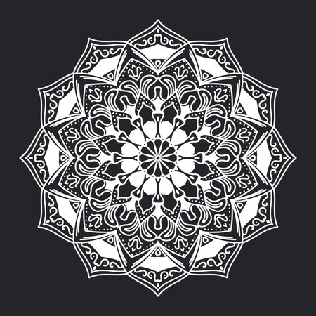 Mandala pattern black and white ornament for element design and backgroundのイラスト素材