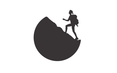 Illustrator graphic of a mountain climber stamina vector design templateのイラスト素材