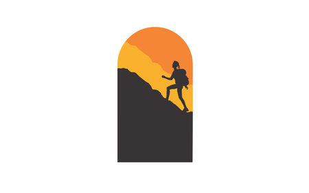 Illustrator graphic of a mountain climber stamina vector design templateのイラスト素材