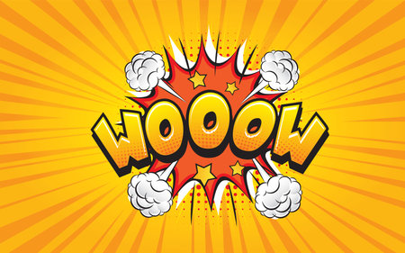 Illustration of the comic style of WOW wording. Comic speech for advertisement commercial business...