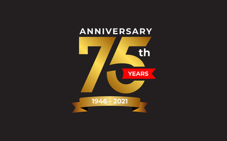 75th anniversary logotype style with golden color for celebration event, wedding, and invitationのイラスト素材