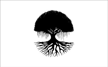 Creative vector graphic Silhouette of tree with root vector logo designのイラスト素材