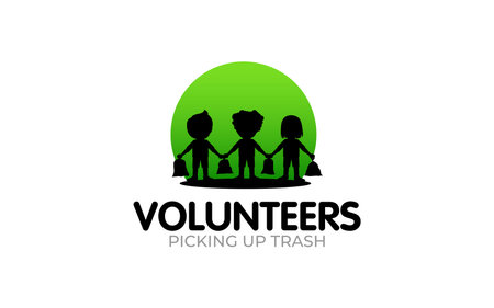 Illustration vector graphic of a volunteer picking up trash logo design template 01&#xD;&#xA;のイラスト素材