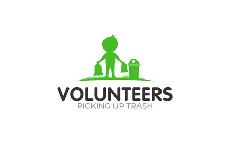 Illustration vector graphic of a volunteer picking up trash logo design template 01&#xD;&#xA;のイラスト素材