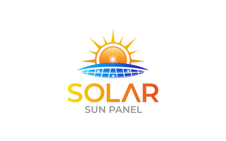 Illustration vector graphic of sun energy solar panels logo design template&#xD;&#xA;のイラスト素材
