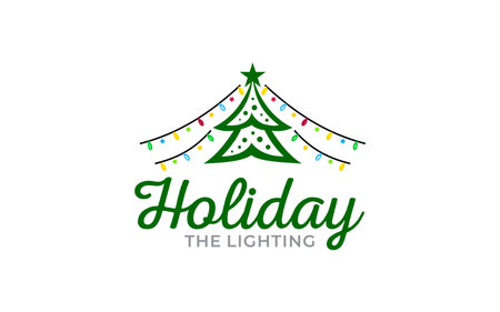 Illustration vector graphic of Christmas tree symbol with light bulbs logo vector templateのイラスト素材