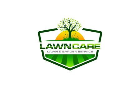 Illustration vector graphic of lawn care, landscape services, grass care concept logo design templateのイラスト素材