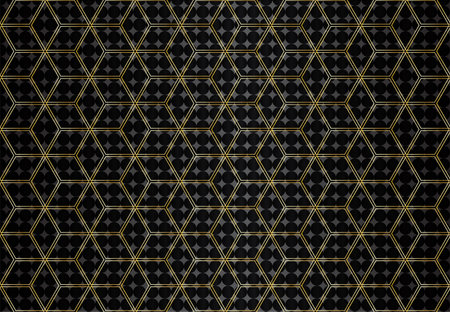 Abstract black background with Golden polygonal shapes vector illustrationのイラスト素材