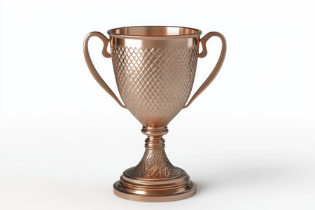 3D illustration of a bronze trophy cup featuring a textured surface Ideal for symbolizing third place in competitions or achievement in sports Isolated on transparent backgroundの素材