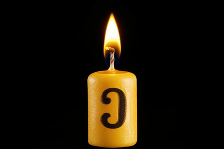30 number candle candlelight fire for birthday isolatedの素材