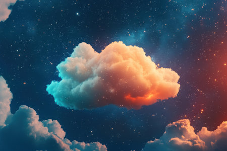 A Floating Abstract Cloud Set Against a Beautiful and Enchanting Cosmic Backgroundの素材
