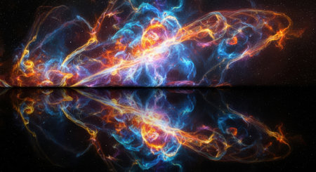 Fractal 3D Illustration of abstract galaxy or starry sky.の素材