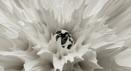 close up of white dahlia flower petals in monochromeの素材