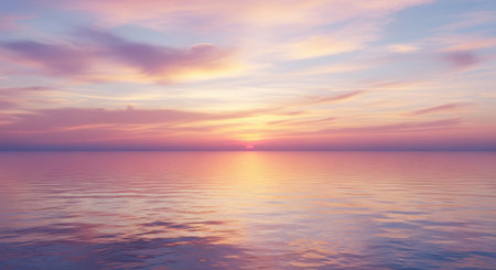 Beautiful seascape. Panoramic view of the sea at sunset.の素材