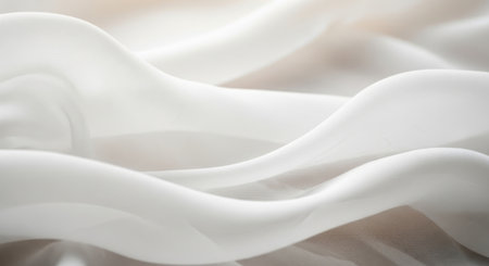 Closeup of white satin fabric texture background. Soft focus.の素材