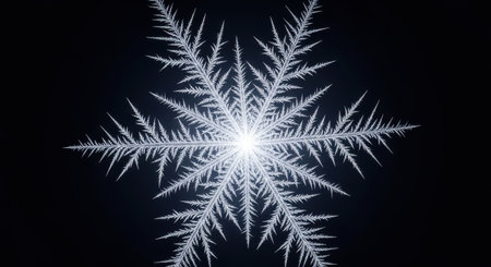 Snowflake on a black background. 3d rendering, 3d illustration.の素材