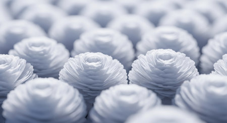Close up of white paper roses in a box. Shallow depth of field.の素材