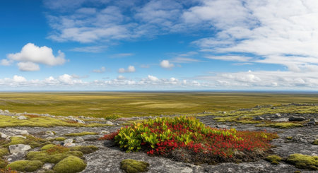 Panoramic view of the tundra on the island of Laplandの素材