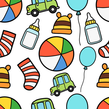 Baby equipment pattern seamless background.のイラスト素材