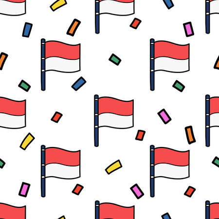 Indonesian flag pattern seamless background.のイラスト素材