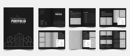 Architecture portfolio template, Photography Design Portfolio and Multipurpose brochure layout designのイラスト素材