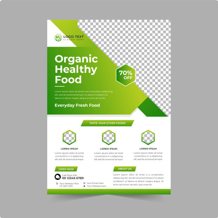 Modern Restaurant Food Flyer Templates, Organic healthy food flyer layout or Delicious food menu flyer setのイラスト素材