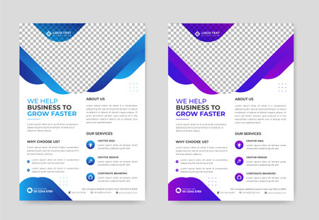Modern corporate business flyer template design, digital marketing agency flyer layout, promotional flyer brochure coverのイラスト素材
