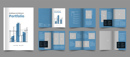 Building architecture portfolio template design. brand guideline layout, Interior template designのイラスト素材