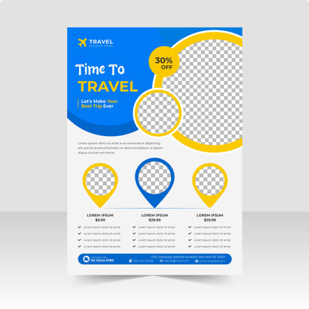 Travel and tourism agency a4 flyer template or business flyerのイラスト素材
