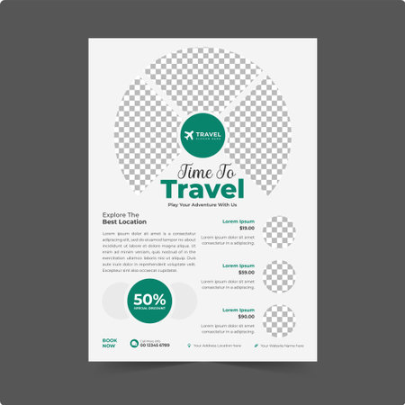 Travel poster or flyer pamphlet brochure design layout bundle space for photo background, Vacation travel brochure flyer design templateのイラスト素材