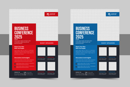 Corporate business conference flyer template design or annual business event poster template and digital marketing flyer, live webinar banner layoutのイラスト素材