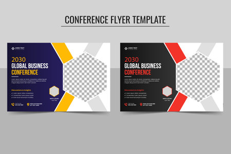 Business Conference flyer template and horizontal online event poster layout, invitation banner template design, corporate business workshop flyerのイラスト素材
