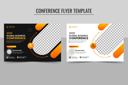 Abstract Business Conference flyer and live webinar horizontal flyer, invitation banner template design. Annual corporate business workshopのイラスト素材