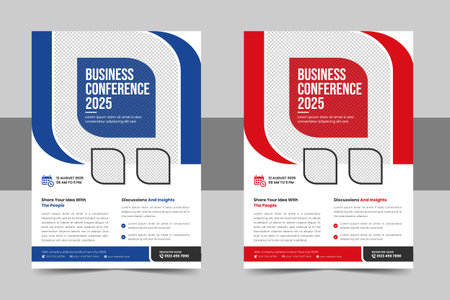 Abstract corporate business conference flyer template or annual business event flyer bundle and digital marketing flyerのイラスト素材