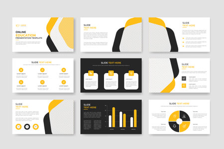 Online Education or learning Powepoint presentation template. Presentation slide template or landing page, university Presentation layout design.&#x9;&#xD;&#xA;のイラスト素材