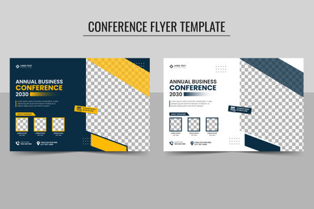 Creative Business Conference flyer and live webinar horizontal flyer, invitation banner template design. Annual corporate business workshop bannerのイラスト素材