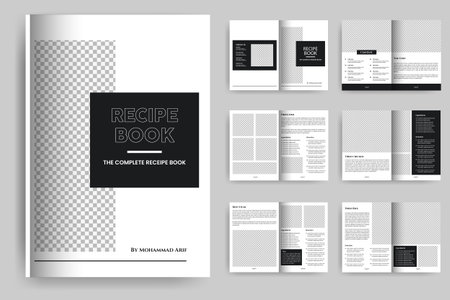 Cookbook Layout Template with Simple style and modern design, Recipe Book Layoutのイラスト素材