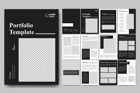 Portfolio template design and brochure layout, portfolio magazineのイラスト素材