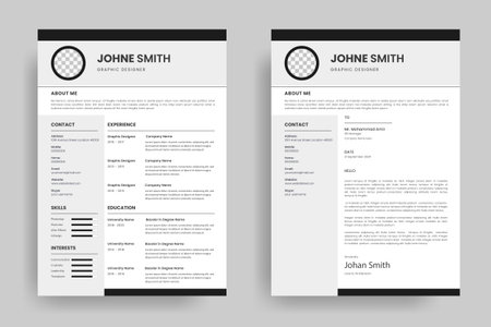 Professional CV resume template design and minimalist letterhead or cover letter layout&#x9;のイラスト素材