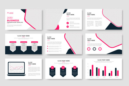 Business presentation slides template design. Use for modern keynote presentation background, brochure layout designのイラスト素材