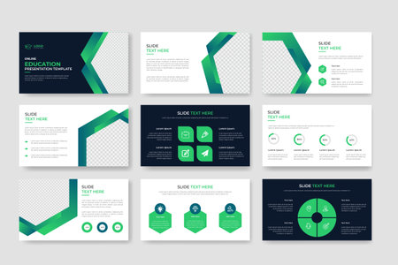 Online Education or learning Powepoint presentation template. Presentation slide template or landing page, university Presentation layout design.&#x9;&#xD;&#xA;のイラスト素材