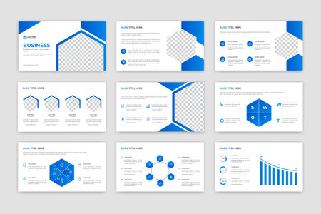 Corporate Business presentation slides template design, business proposal and company brochure, booklet company profile, Aannual report PwoerPoint templateのイラスト素材